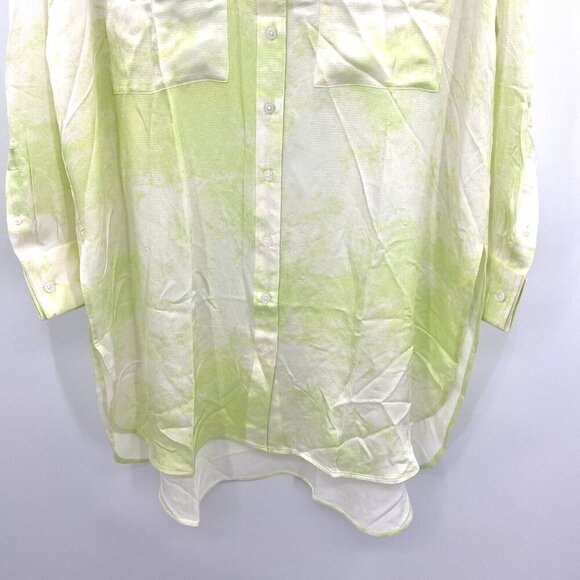 NWT Everlane x Marques Almeida Tie-Dye Satin Seafoam Button Down Tunic Shirt L - Picture 5 of 9